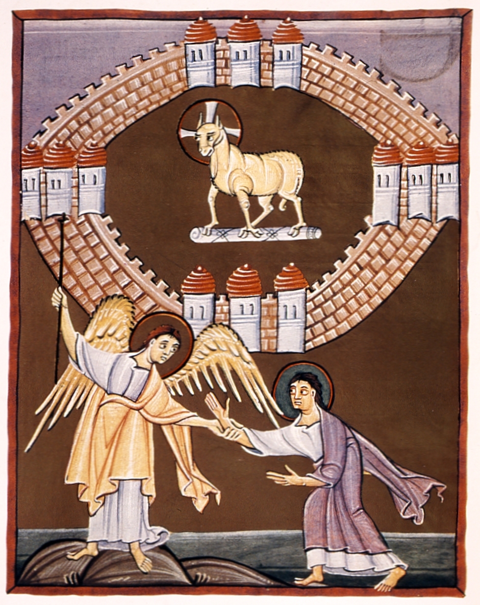 Det ny Jerusalem med Guds Lam i midten (fra Bamberger-apokalypsen, ca. år 1000)